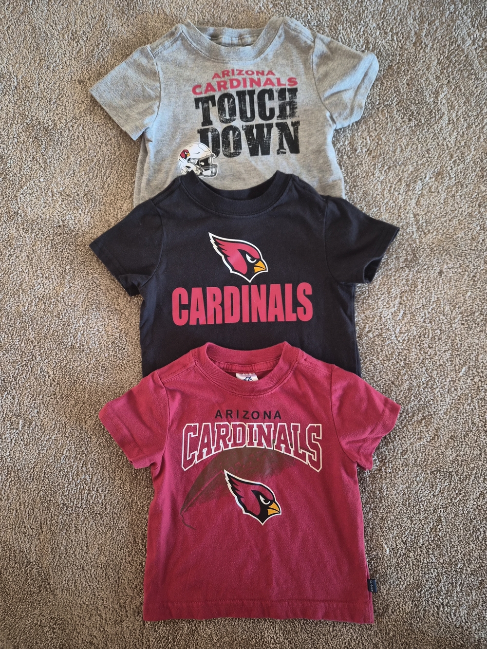 Arizona Cardinals NFL T-Shirts (Lot Of 3) Infant And Toddler Size 12 Months/ 1T